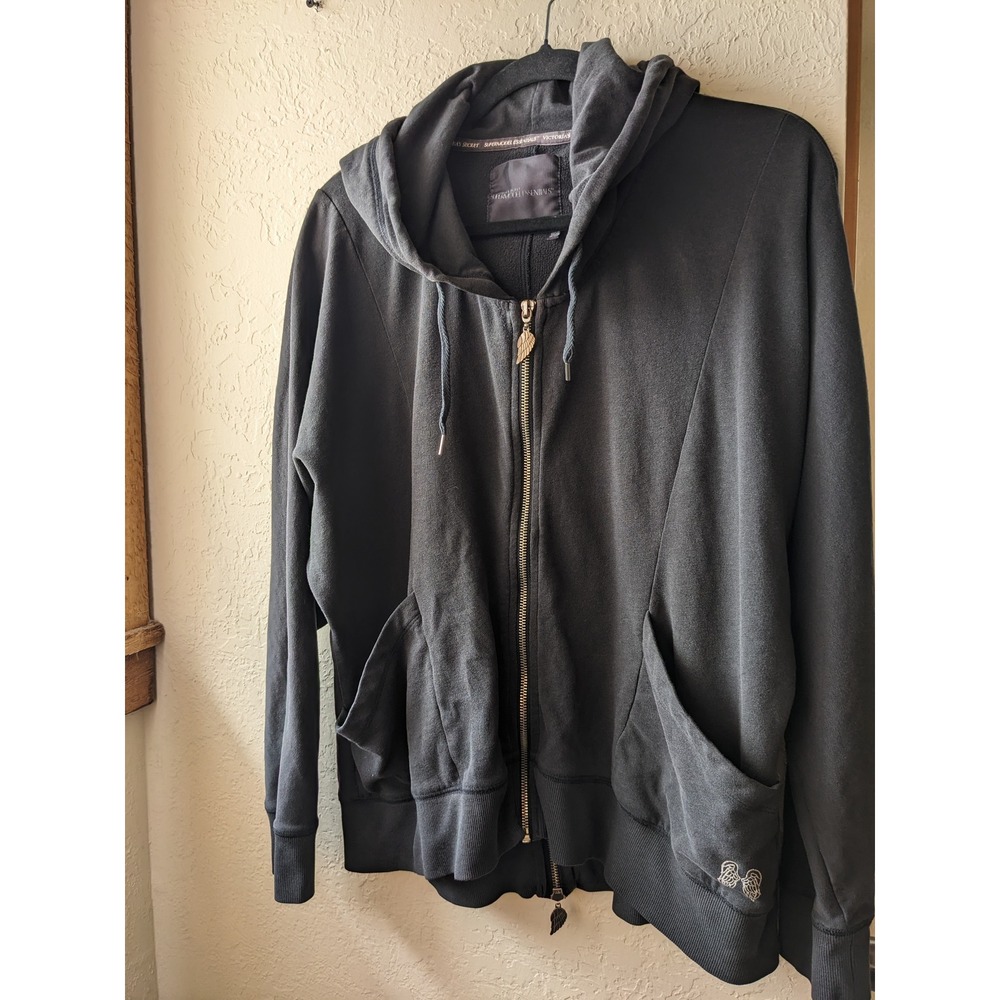 Victorias Secret Supermodel Essentials Black Angel Wing Zip Up Hoodie Medium